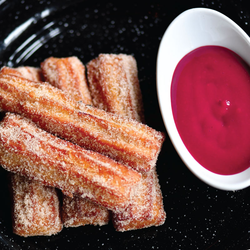 Churros with Strawberry Sauce